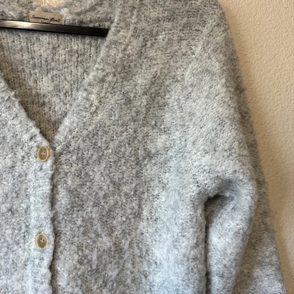 Samansa‎ Mos2 Boucle Gray Women's Sweater Cardigan Sz F or Small - Picture 4 of 11
